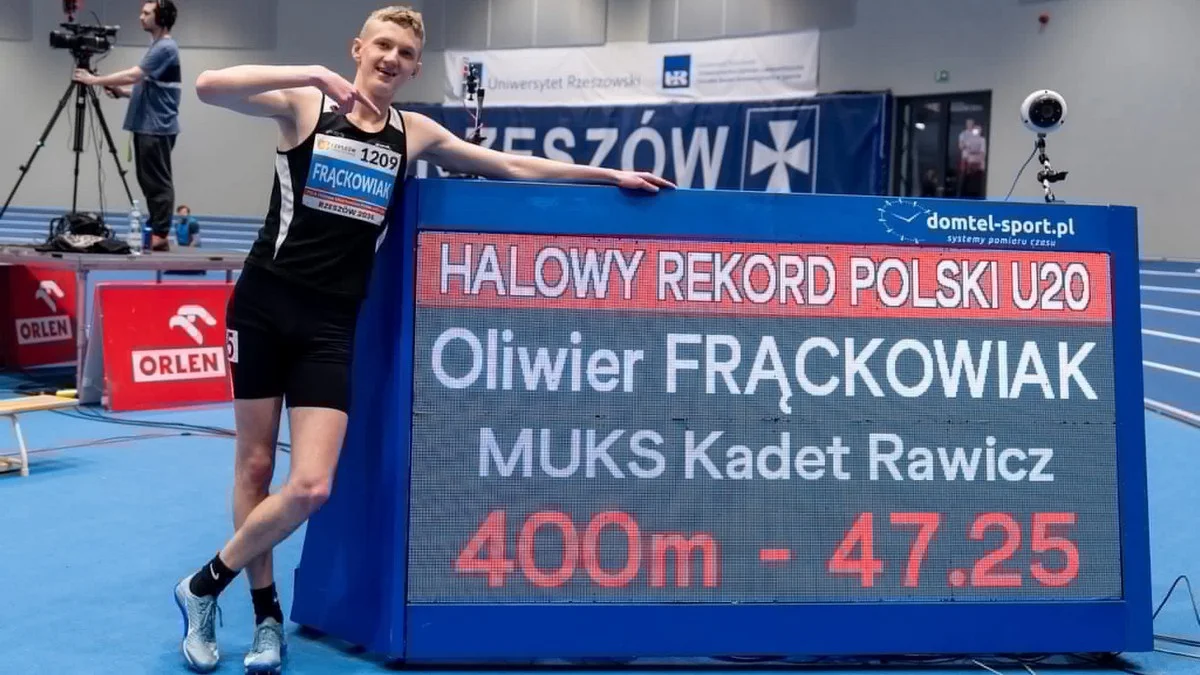 Złoty Oliwier Frąckowiak. Został halowym rekordzistą kraju i mistrzem Polski w kategorii U20 - Zdjęcie główne