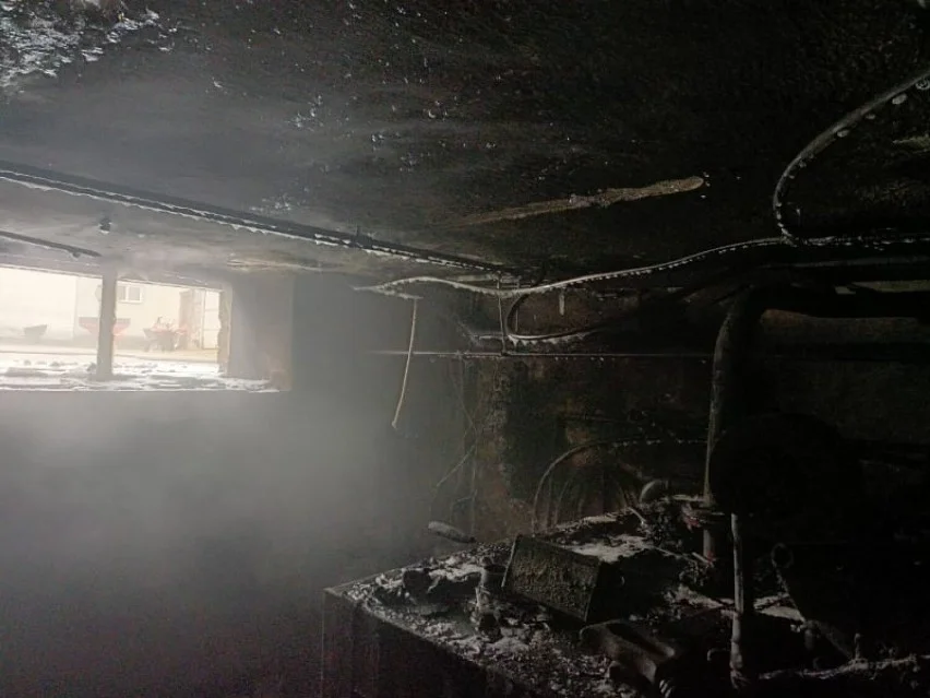 Pożar kotłowni w budynku jednorodzinnym w Zawidowicach - Zdjęcie główne