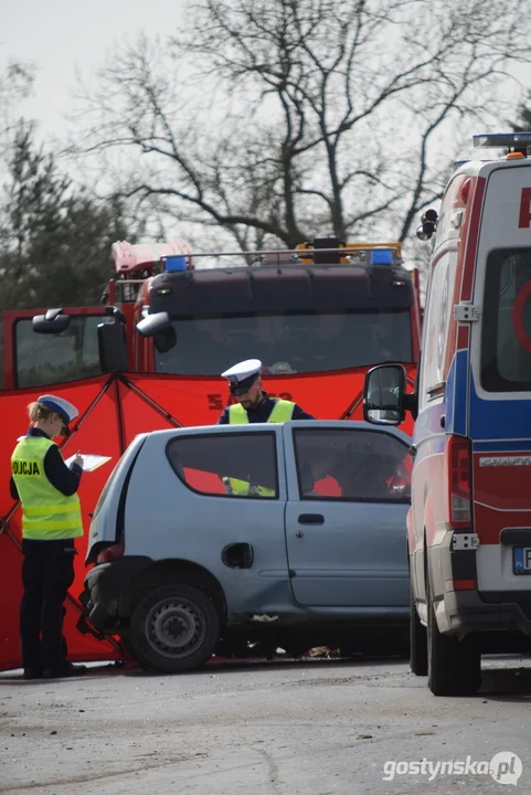 Tragiczny wypadek drogowy pomiędzy Gostyniem a Poniecem, 43-letnia kobieta zginęła na miejscu po zderzeniu auta z drzewem