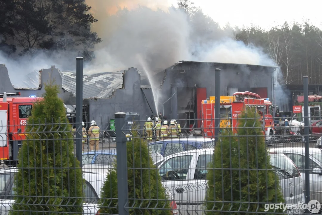 Pożar na stacji demontażu pojazdów w Śmiłowie