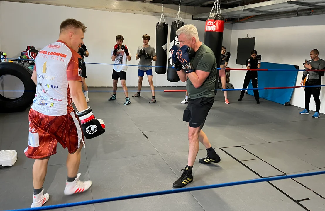 Trening Karola Łapawy z Prezydentem Miasta Poznania Jackiem Jaśkowiakiem