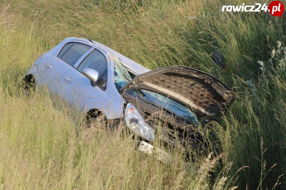 DK36. Auto w rowie pomiędzy rondem WOŚP a rondem Sarnowskim