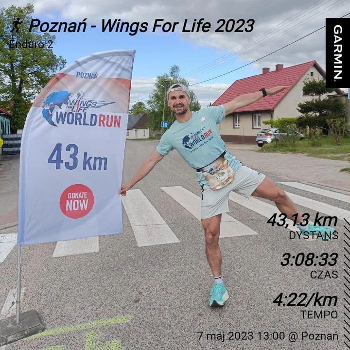 Michał Gmerek w biegu Wings for Life World Run w Poznaniu