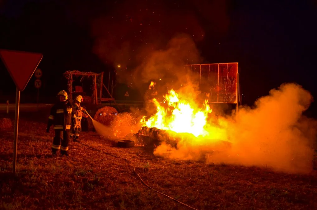 Pożar witaczy w Wyszkach, przy drodze na Twardów. Trzy zastępy w akcji