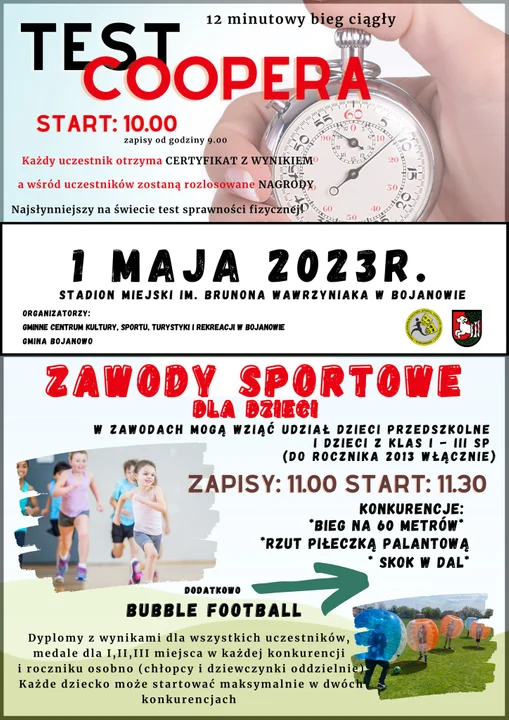 PONIEDZIAŁEK 1 maja. BOJANOWO Zawody sportowe dla dzieci