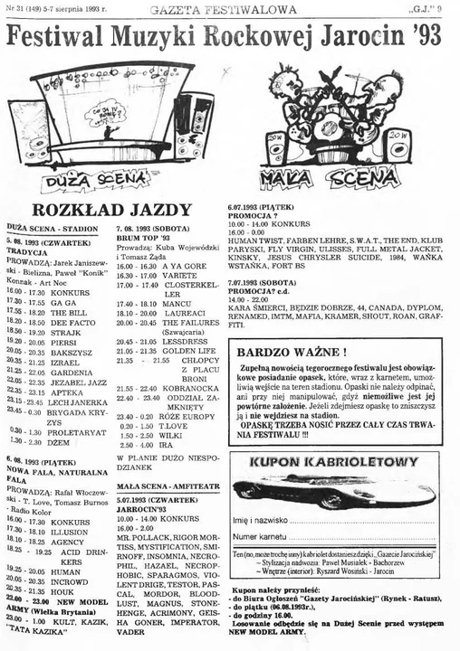 Kultowy koncert Kultu w 1993 roku na Jarocin Festiwal