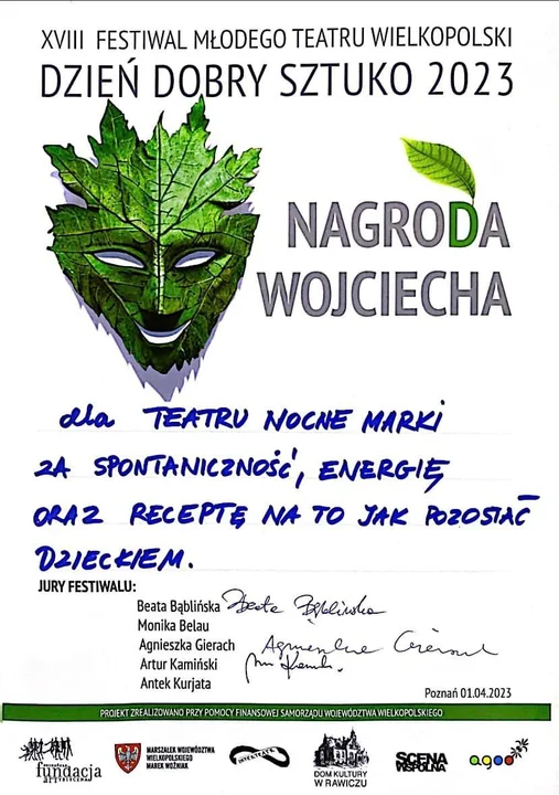 Teatr "Nocne Marki" ze Szkoły Podstawowej Jedność w Gostyniu