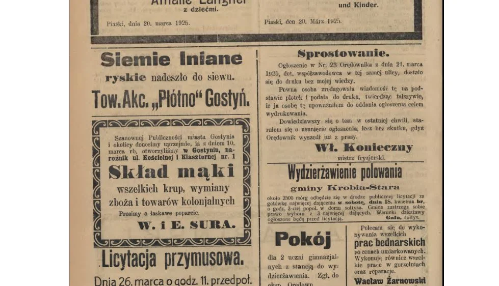 Zakupy przed Wielkanocą w Gostyniu 100 lat temu. Świąteczna reklama