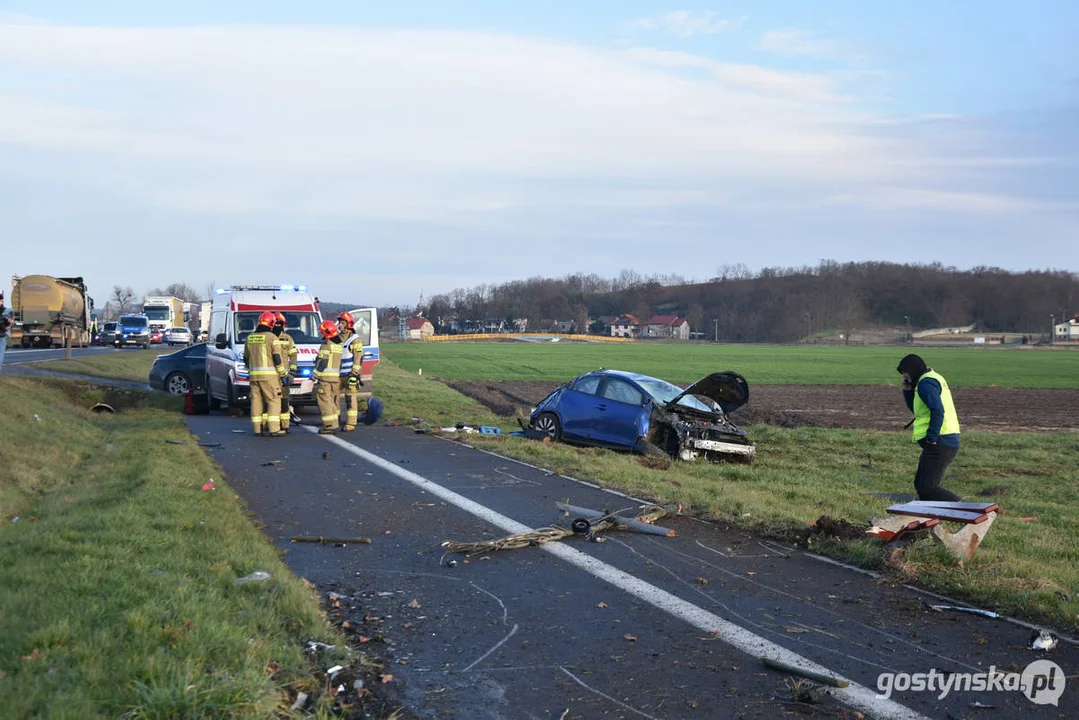 Wypadek na DW 434 Gostyń - Kunowo