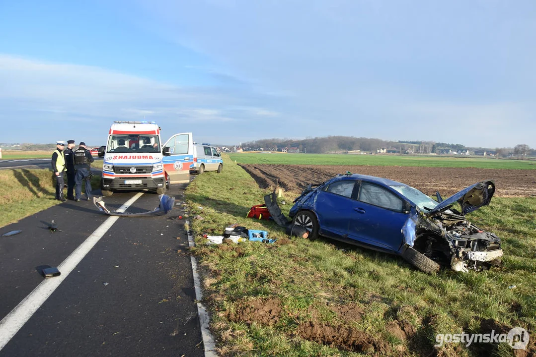 Wypadek na DW 434 Gostyń - Kunowo