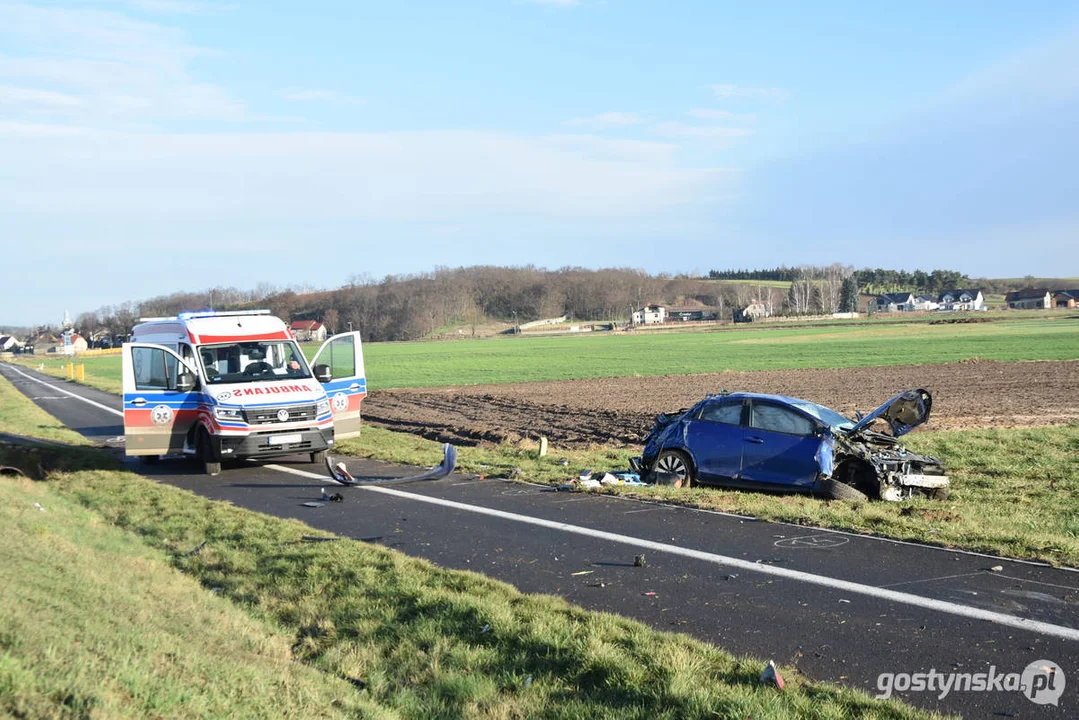 Wypadek na DW 434 Gostyń - Kunowo