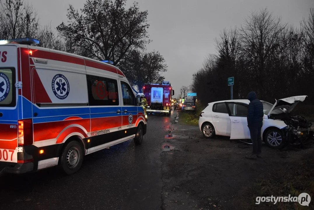 Zderzenie trzech osobówek na trasie Gostyń-Poniec