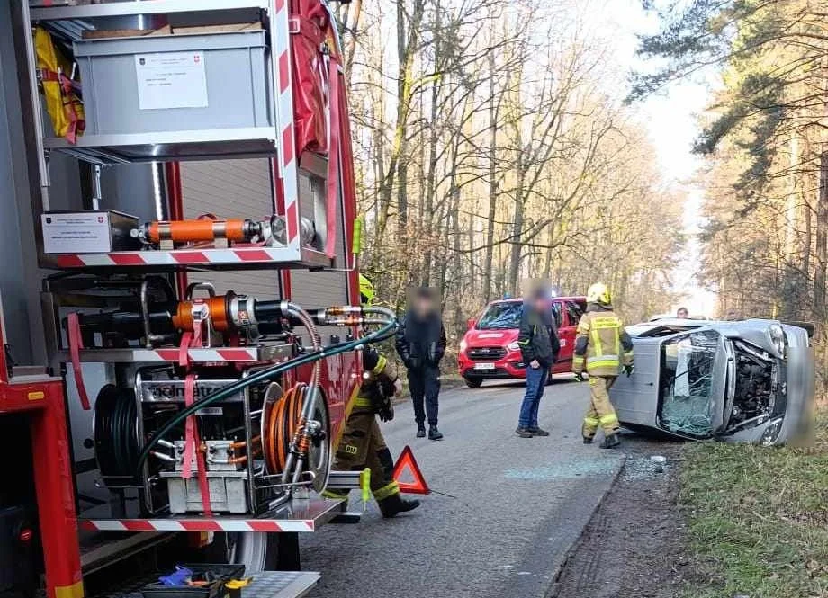 Wypadek w miejscowości Karminek. Auto wypadło z drogi - Zdjęcie główne