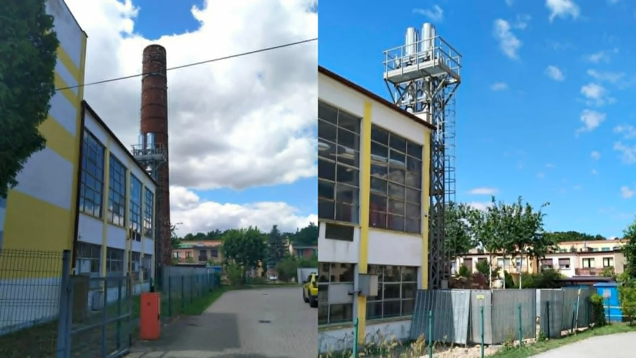 Wyburzenie komina ciepłowni w Jarocinie
