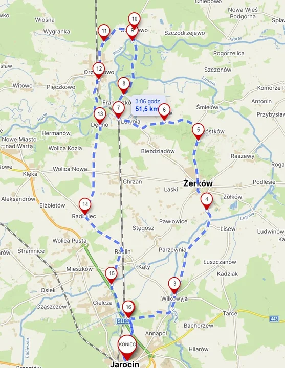 Mapa trasy Szwajcaria Żerkowska