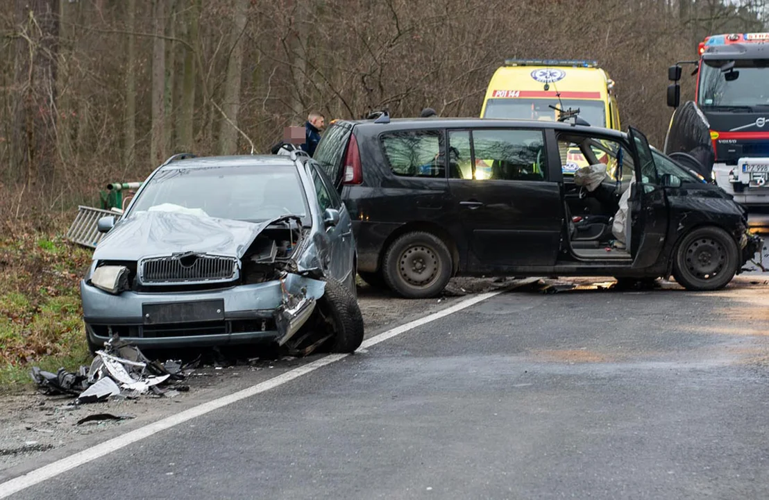 Przyczepka ze żwirem przyczyną kolizji dwóch aut na trasie Kórnik - Śrem. Wypadek z udziałem mieszkańców gostyńskiego - Zdjęcie główne