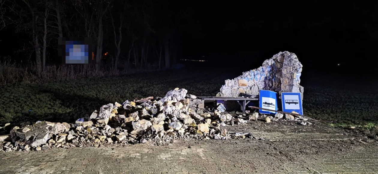 Nocny dramat na DW309. Z przystanku i Audi nie zostało niemal nic, służby pracowały 5 godzin