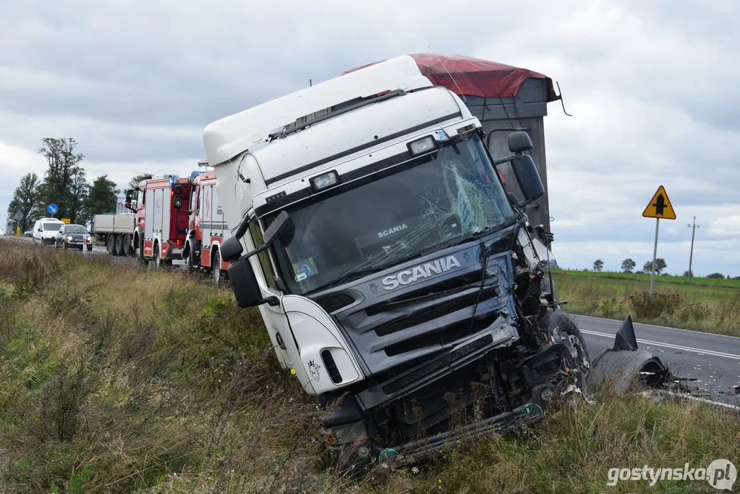 Zderzenie dwóch TIR-ów na DK12 na odcinku Hersztupowo - Gola