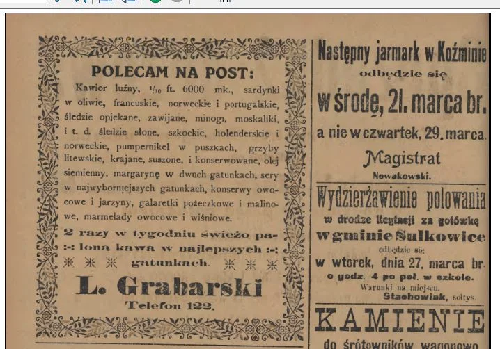 Zakupy przed Wielkanocą w Gostyniu 100 lat temu. Świąteczna reklama