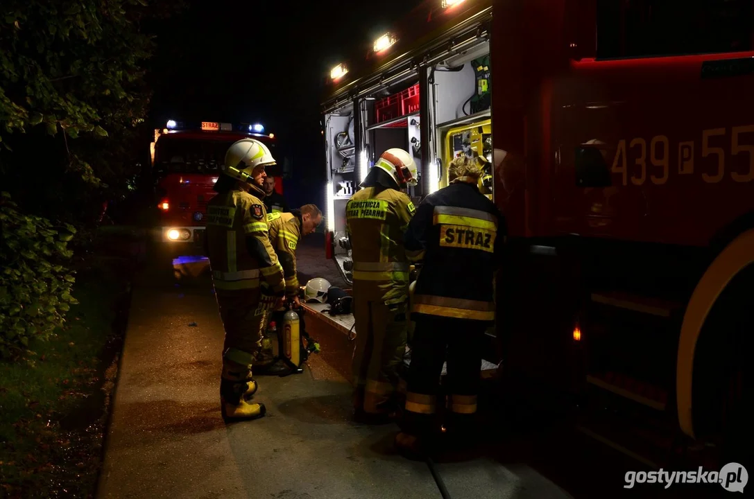 Pożar busa w Głogininie