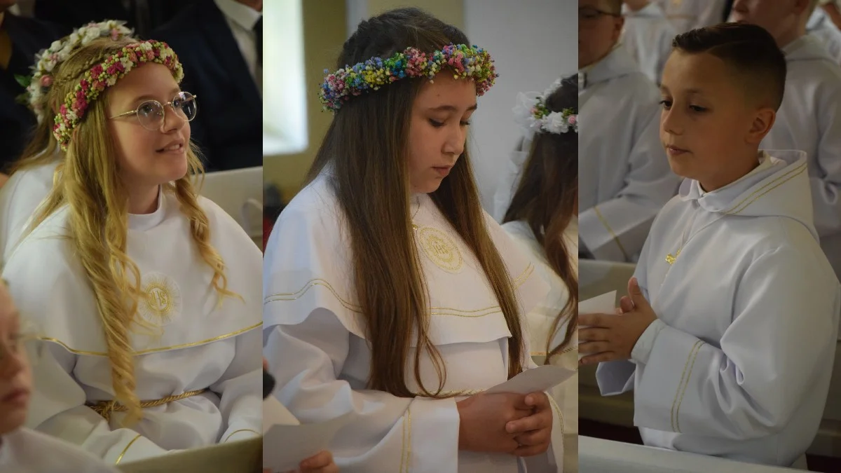 Pierwsza Komunia Święta w Poniecu. "Możecie żyć zjednoczeni z Panem Jezusem - to jest wielka łaska, wielki dar, ale też wielkie zadanie" - Zdjęcie główne