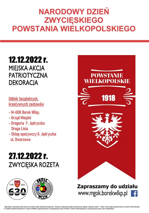 Zwycięskie rozety - patriotyczna akcja w Borku Wlkp.