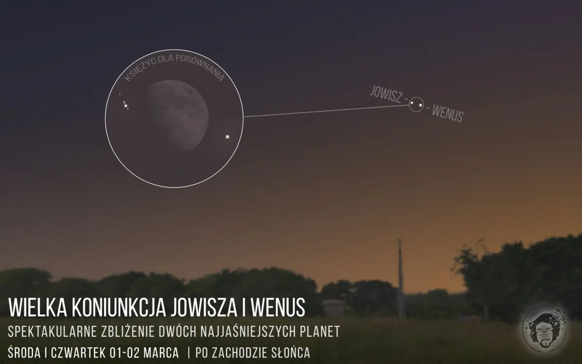 Koniunkcja planet. Zobaczysz Jowisz i Wenus