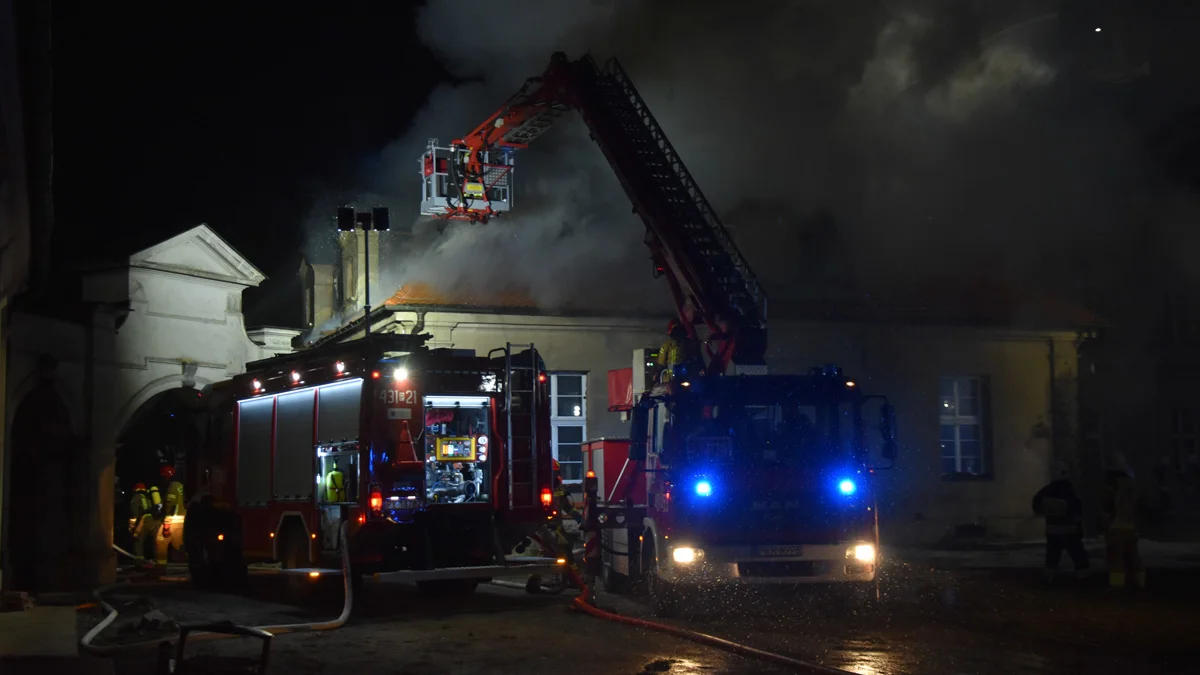Nocny pożar pałacu w Pępowie. Kilkanaście zastępów straży pożarnej walczyło z ogniem - Zdjęcie główne