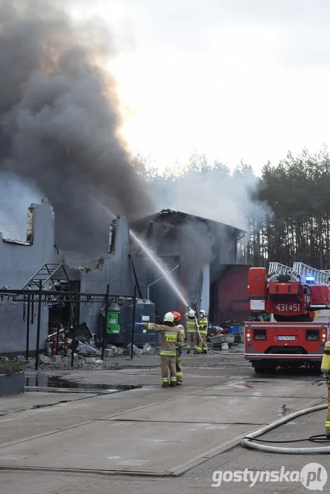 Pożar na stacji demontażu pojazdów w Śmiłowie