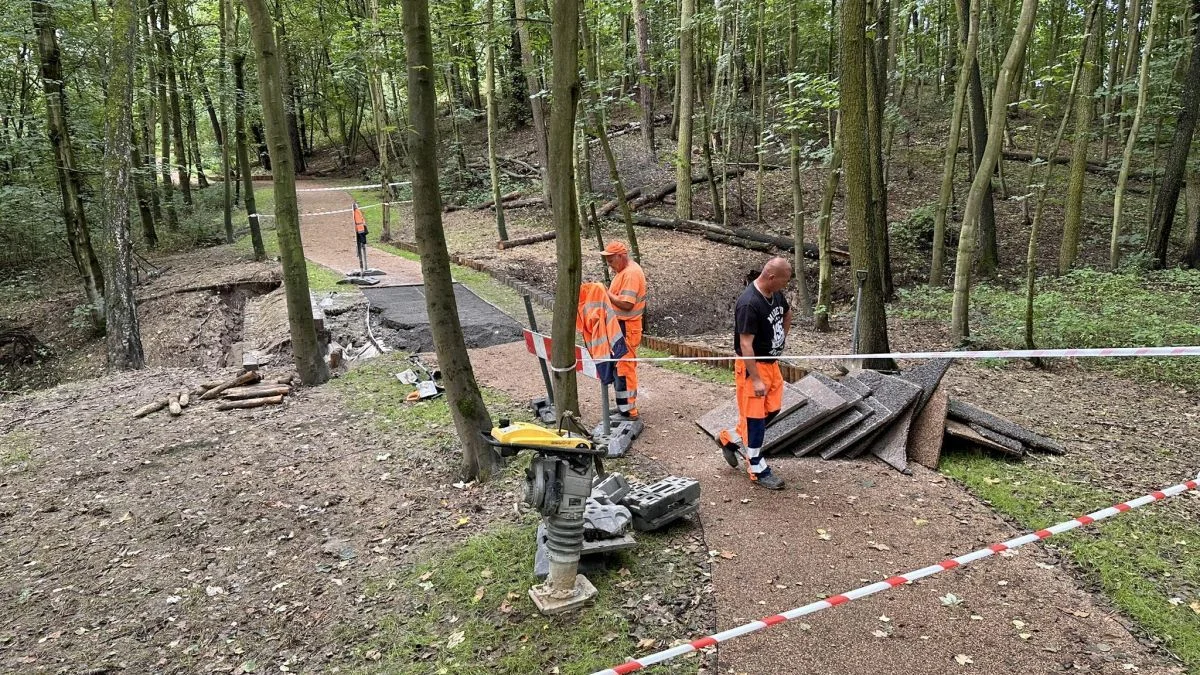 Naprawa ścieżki nad młynem nad Lutynią