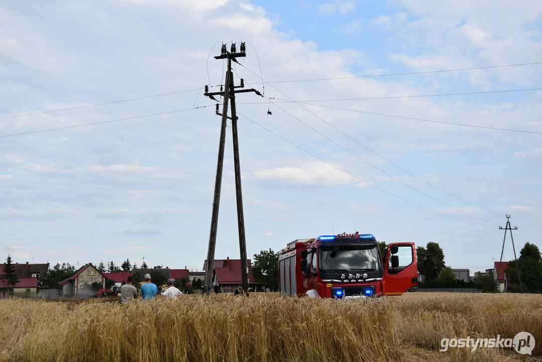 Pożar zboża w Poniecu i Kuczynie