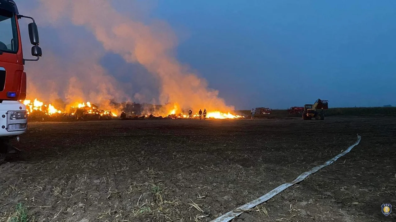 Pożar stogu w Konarzewie