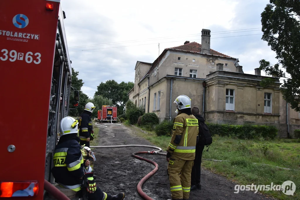 Pożar w zabytkowym pałacu w Wydawach, gm. Poniec