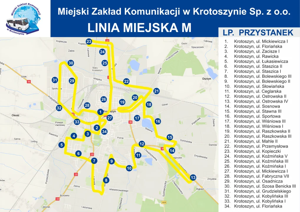 Krotoszyn. Zmiana rozkładu jazdy linii miejskiej "M" MZK