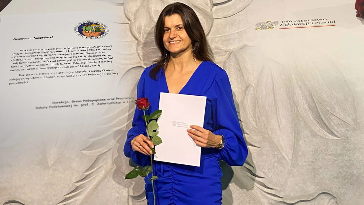 Magdalena Andrzejewska ze szkoły podstawowej w Krobi po raz drugi otrzymała nagrodę Ministra Edukacji i Nauki za wybitne osiągnięcia - Zdjęcie główne