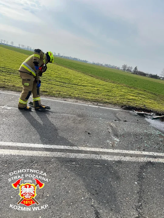 Koźmin Wlkp. Kolizja dwóch samochodów ciężarowych