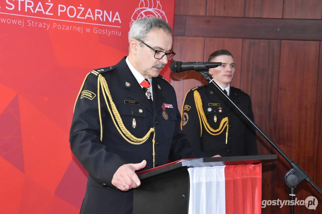 Pożegnanie bryg. Michała Pohla - z-cy komendanta powiatowego Państwowej Straży Pożarnej w Gostyniu