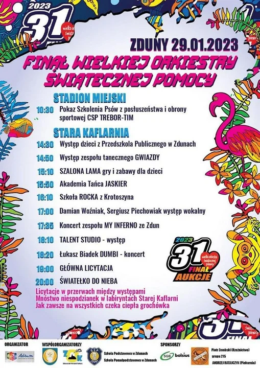 Program 31. finału WOŚP w Zdunach