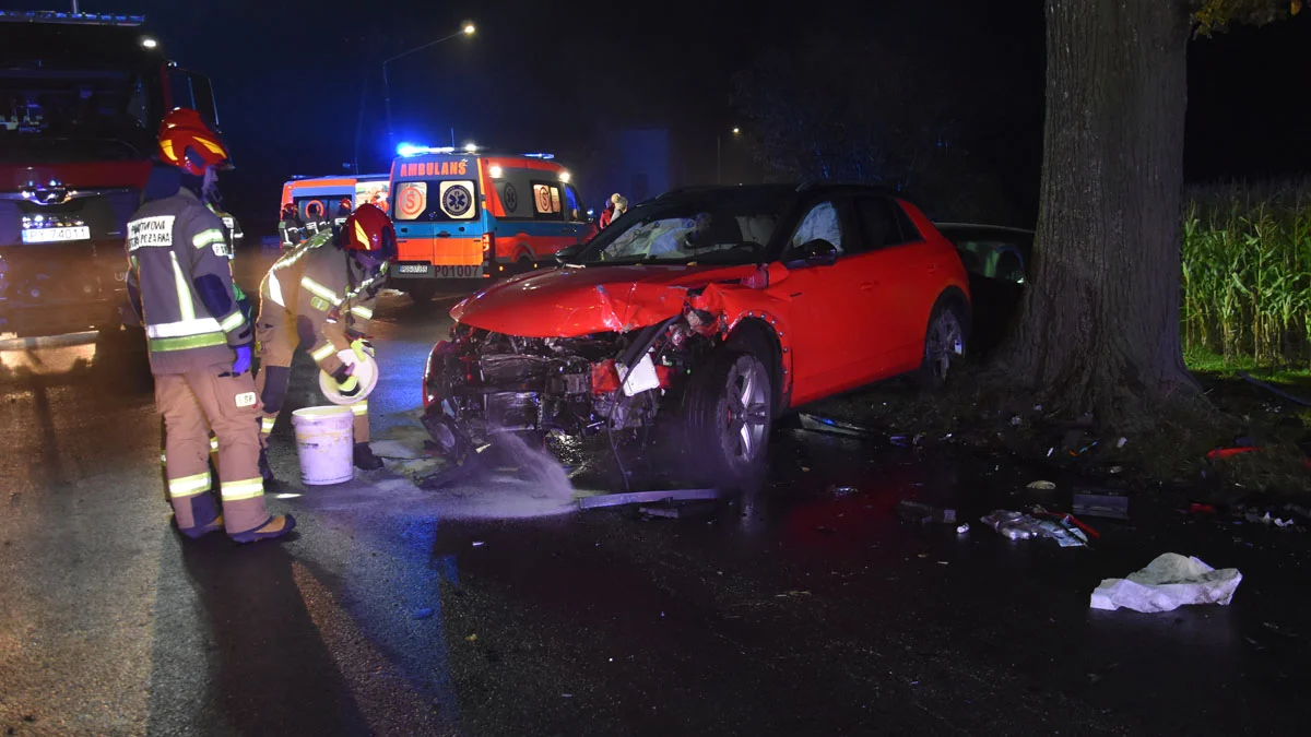 Poważny wypadek na trasie Gostyń-Pępowo. W Rębowie  zderzyły się dwa osobowe auta