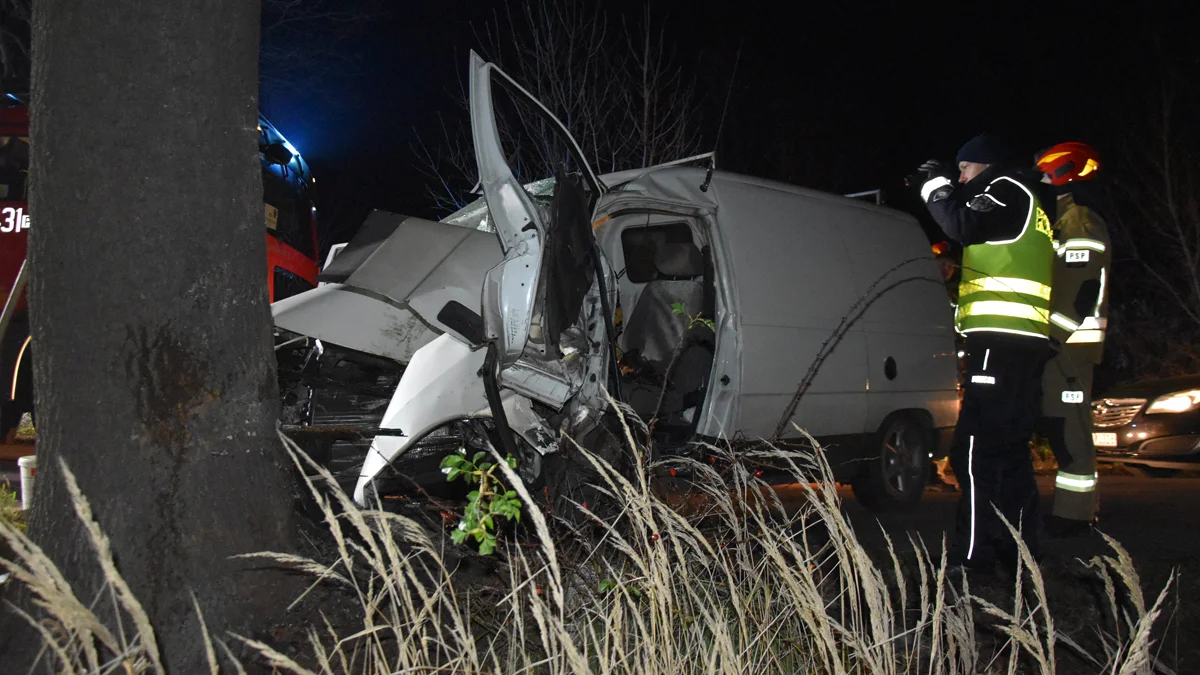 Czołówka z drzewem. Wypadek w Grodzisku (gm. Poniec)