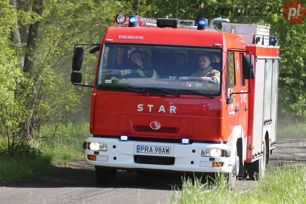 Pożar w lesie pomiędzy Zieloną Wsią a Dębnem Polskim