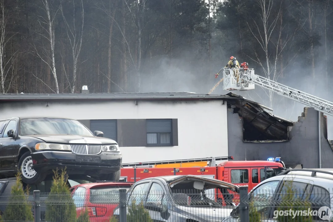 Pożar na stacji demontażu pojazdów w Śmiłowie