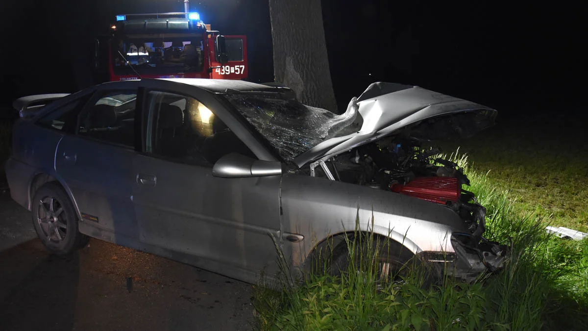 Samochód uderzył w drzewo na trasie Drzewce - Czarkowo (gm. Poniec)