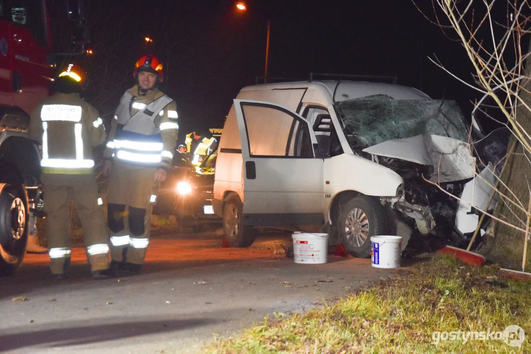 Czołówka z drzewem. Wypadek w Grodzisku (gm. Poniec)