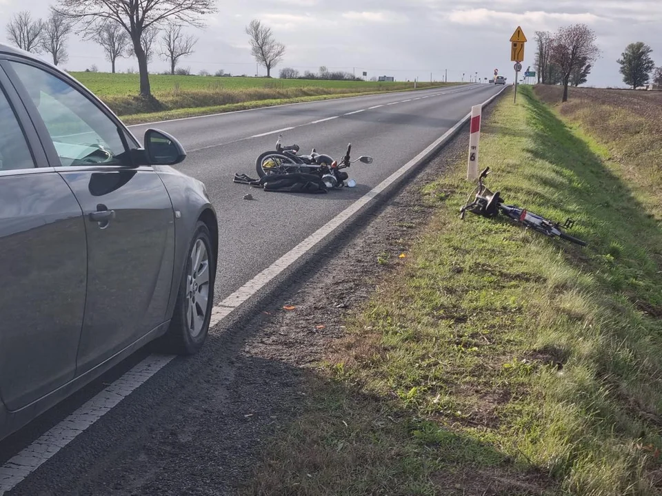 Zderzenie motorowerzysty z rowerzystą na DK12 Hersztupowo-Gola