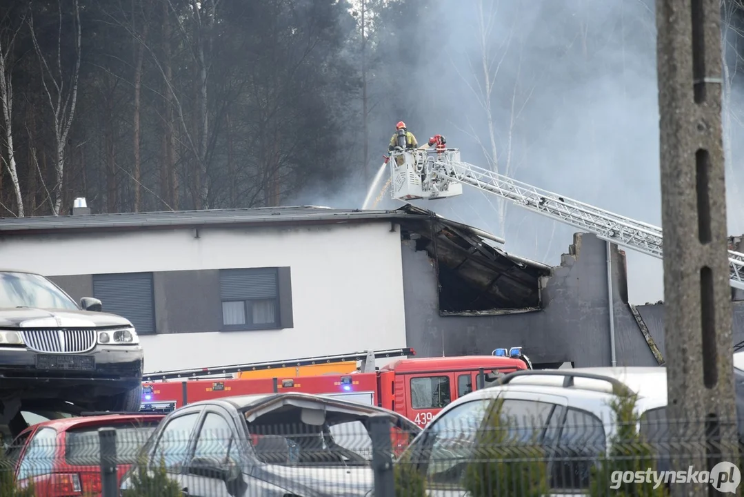 Pożar na stacji demontażu pojazdów w Śmiłowie