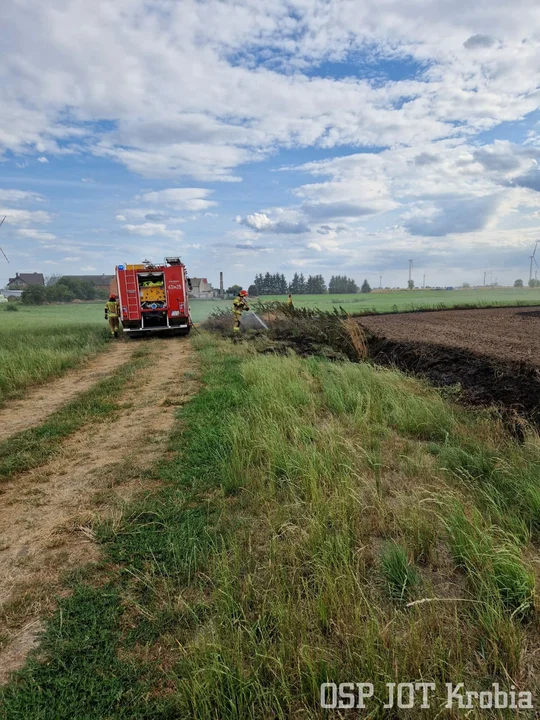 Pożar zboża w Poniecu i Kuczynie