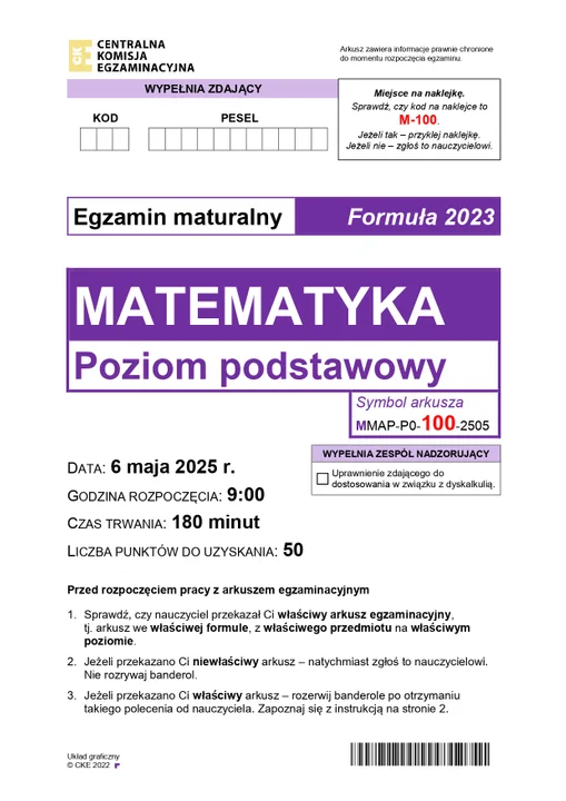 Matura 2025 - arkusz z matematyki