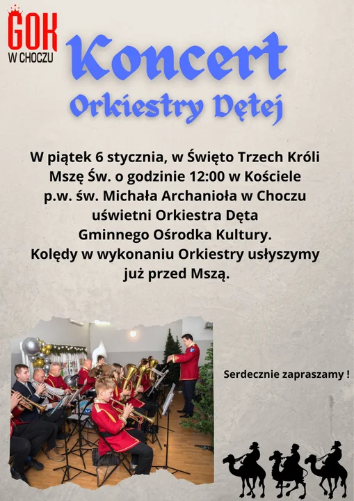 Gminny Ośrodek Kultury w Choczu zaprasza na koncert orkiestry