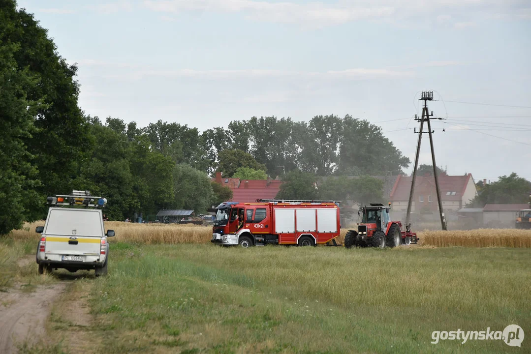 Pożar zboża w Poniecu i Kuczynie